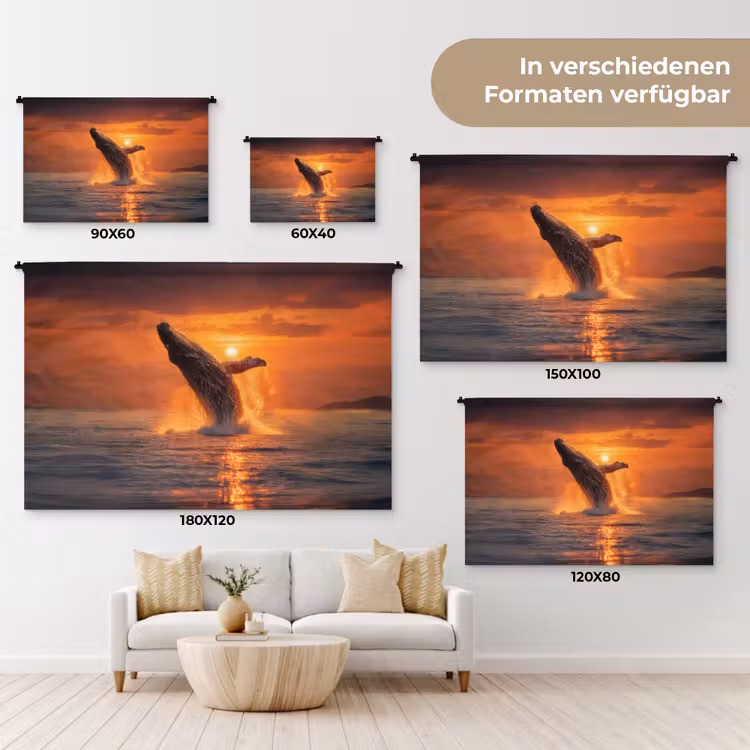 Walvis - Zon - Zee Wandkleed katoen klein -tsfeer8_DE