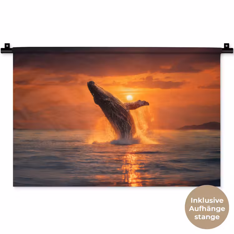 Walvis - Zon - Zee Wandkleed katoen klein -t3d_DE