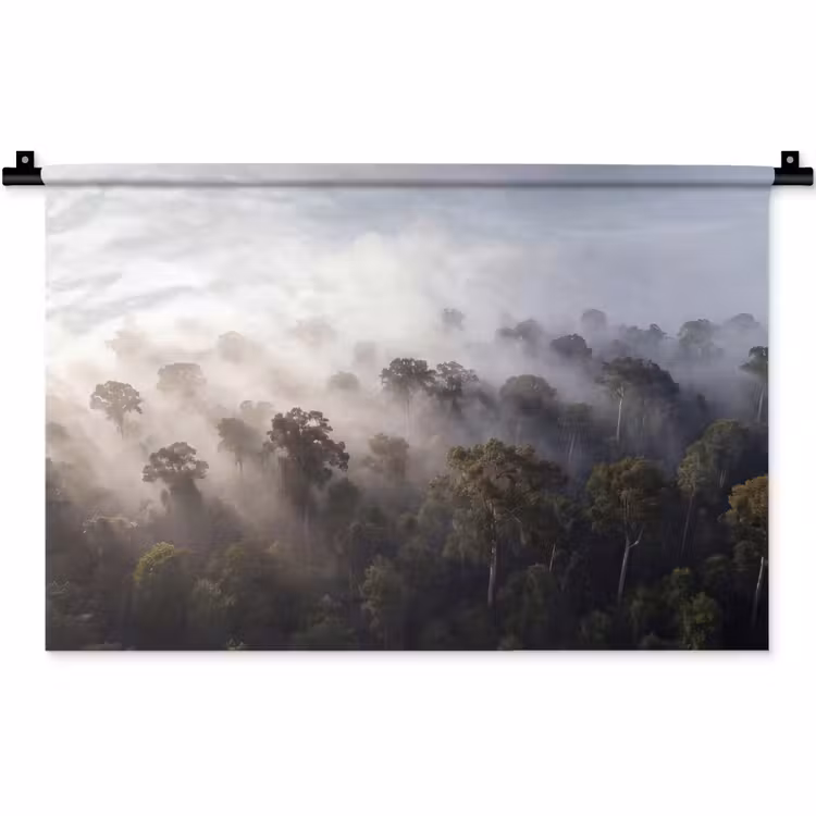 Bos - Mist - Natuur - Groen Wandkleed katoen klein -zz3d