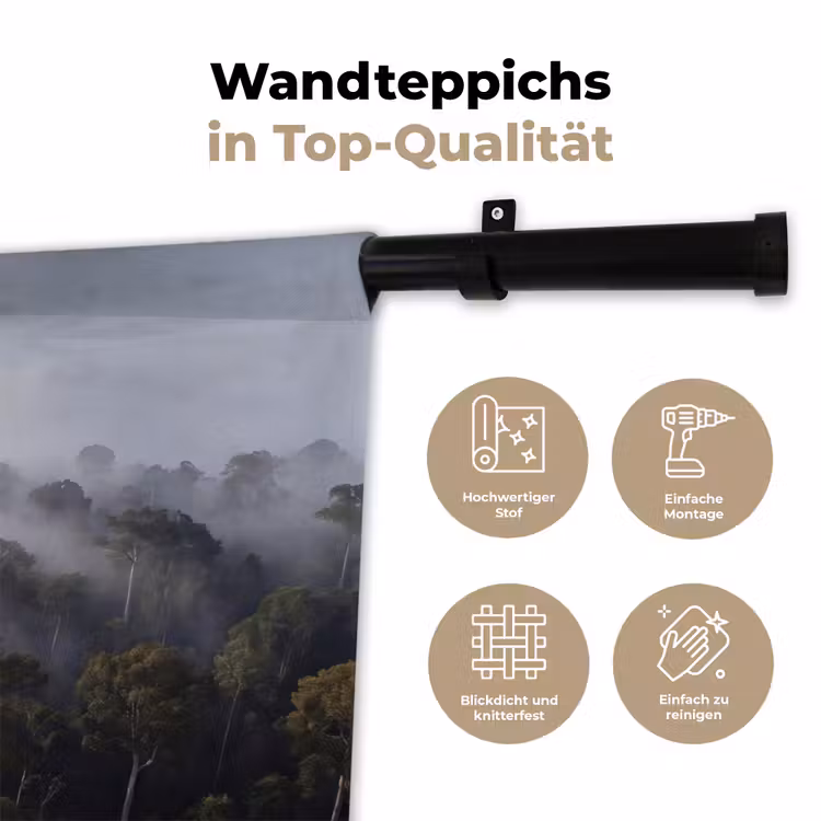 Bos - Mist - Natuur - Groen Wandkleed katoen klein -tsfeer2_DE
