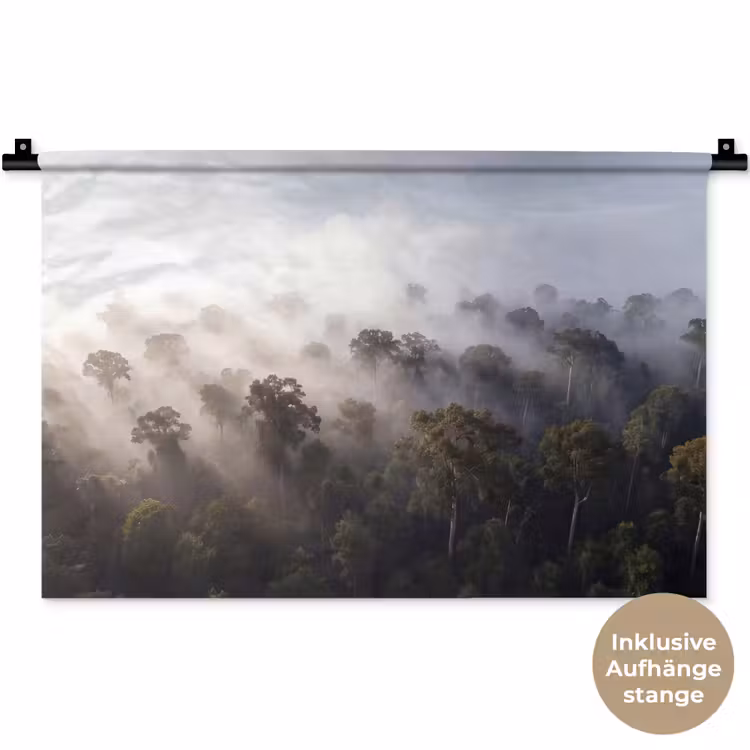 Bos - Mist - Natuur - Groen Wandkleed katoen klein -t3d_DE