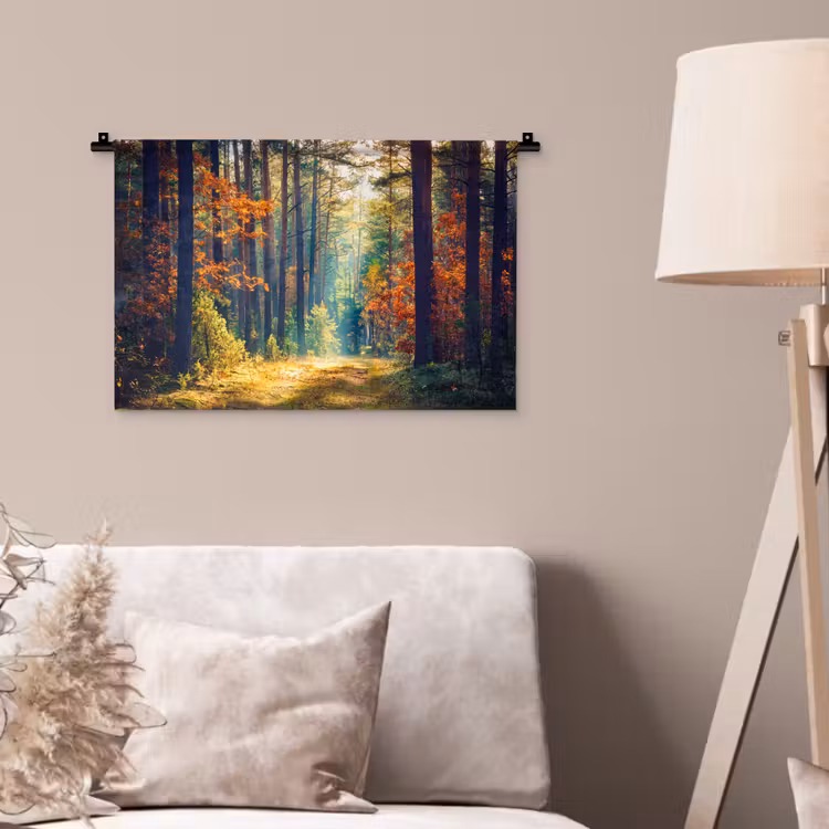 Bos - Zon - Natuur - Herfst Wandkleed katoen klein -sfeer4