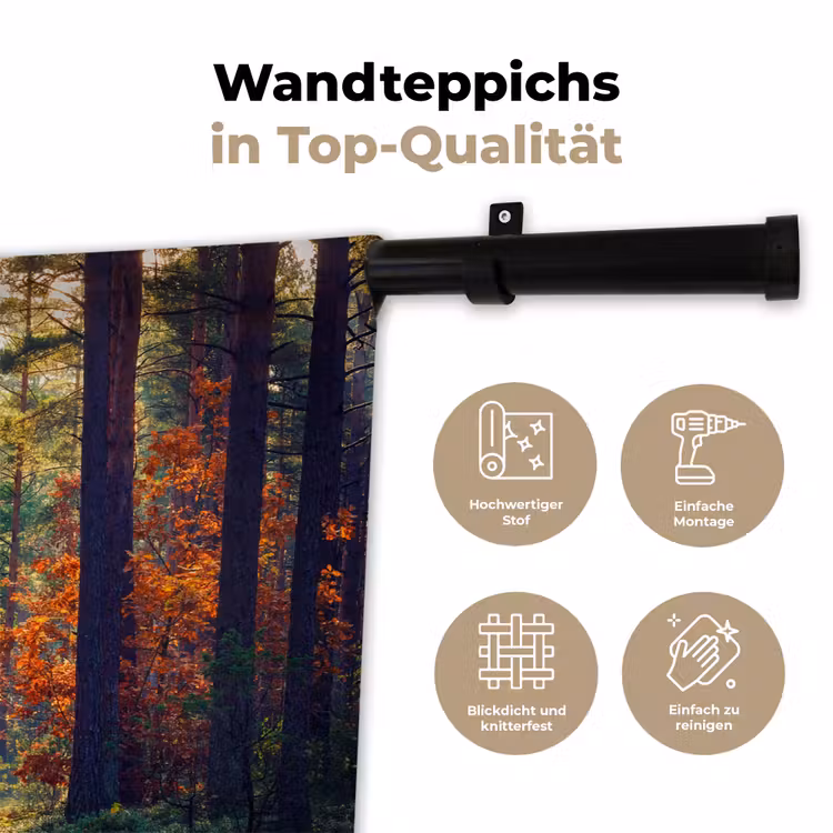 Bos - Zon - Natuur - Herfst Wandkleed katoen klein -tsfeer2_DE