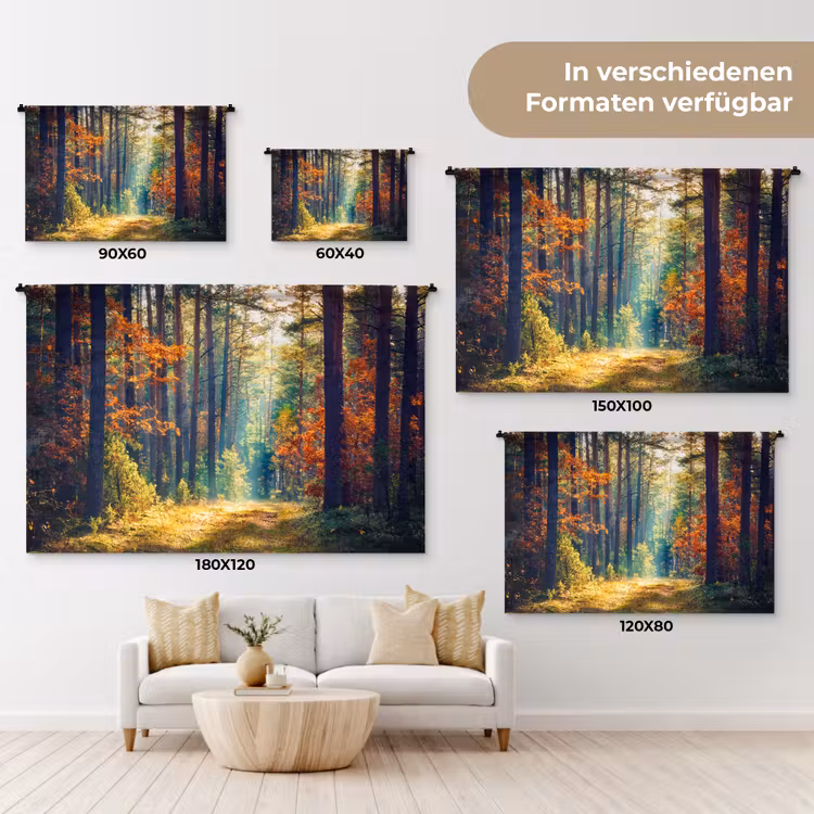 Bos - Zon - Natuur - Herfst Wandkleed katoen klein -tsfeer8_DE