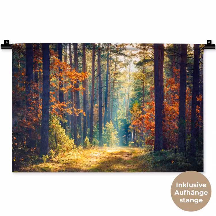Bos - Zon - Natuur - Herfst Wandkleed katoen klein -t3d_DE