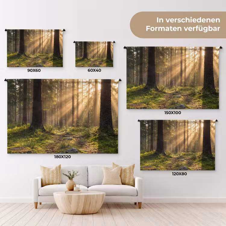 Bos - Zonlicht - Gras Wandkleed katoen klein -tsfeer8_DE