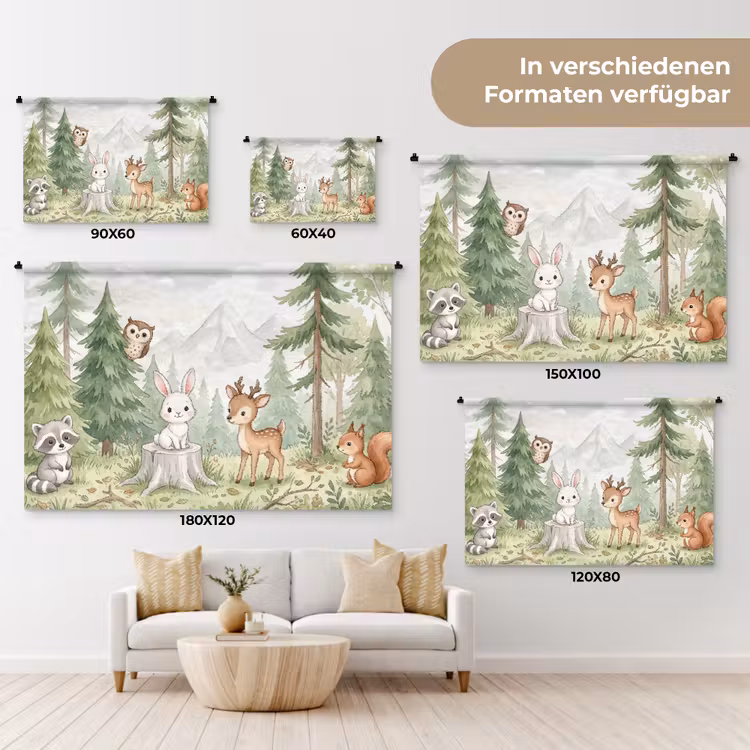 Bos - Dieren - Groen Wandkleed katoen klein -tsfeer8_DE