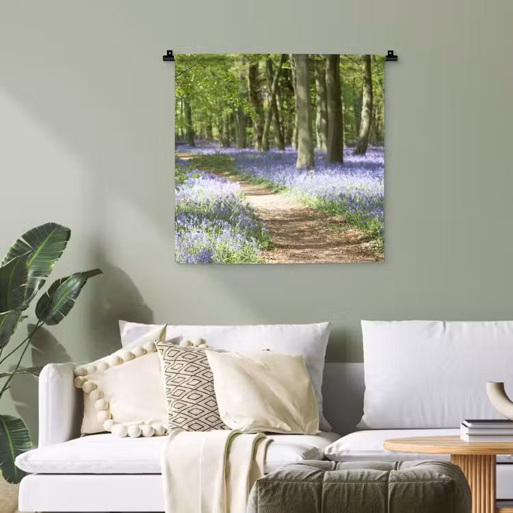 Bos - Pad - Bloemen - Paars - Groen - Natuur Wandkleed katoen klein -sfeer7
