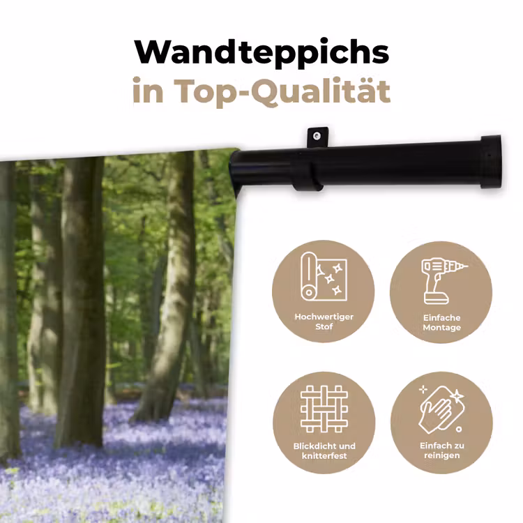 Bos - Pad - Bloemen - Paars - Groen - Natuur Wandkleed katoen klein -tsfeer2_DE