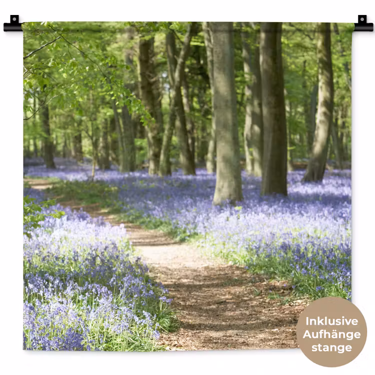Bos - Pad - Bloemen - Paars - Groen - Natuur Wandkleed katoen klein -t3d_DE