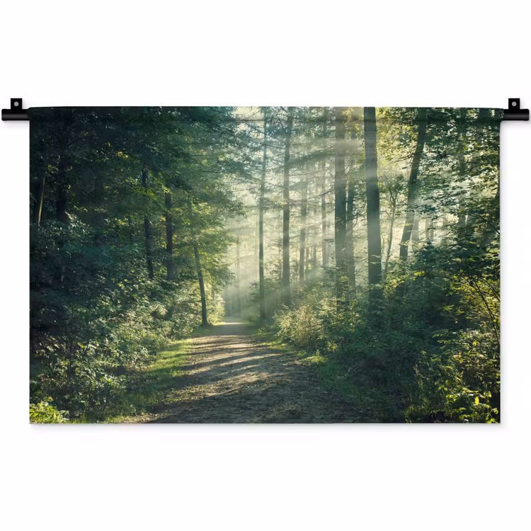 Bos - Pad - Zon - Bomen - Groen - Natuur Wandkleed katoen klein -zz3d