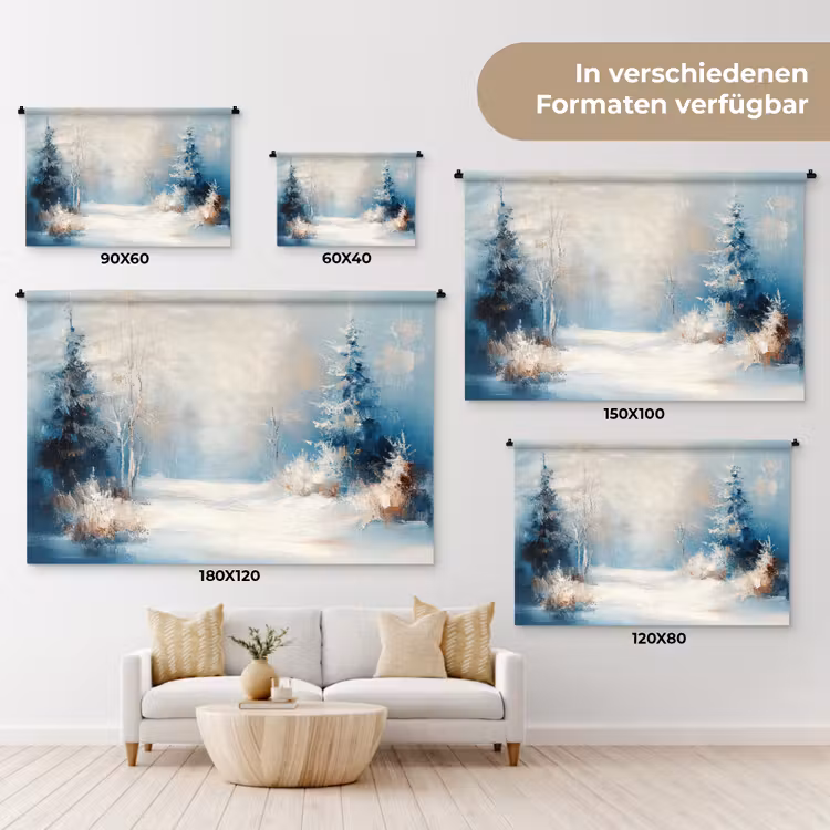 Bos - Winter - Natuur - Abstract - Sneeuw Wandkleed katoen klein -tsfeer8_DE