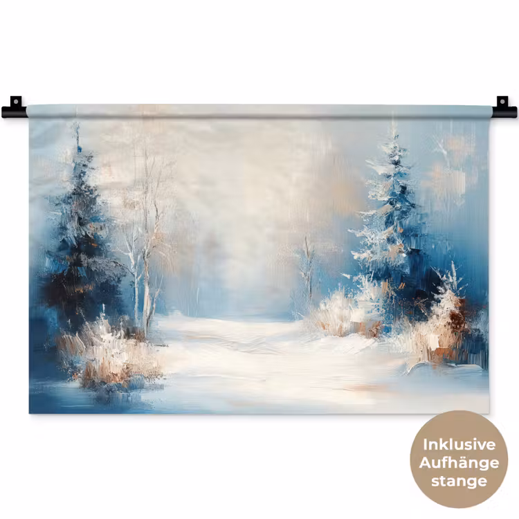 Bos - Winter - Natuur - Abstract - Sneeuw Wandkleed katoen klein -t3d_DE