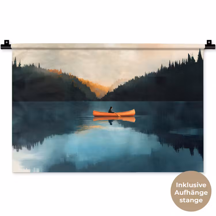 Bossen - Meer - Kano - Oranje Wandkleed katoen klein -t3d_DE