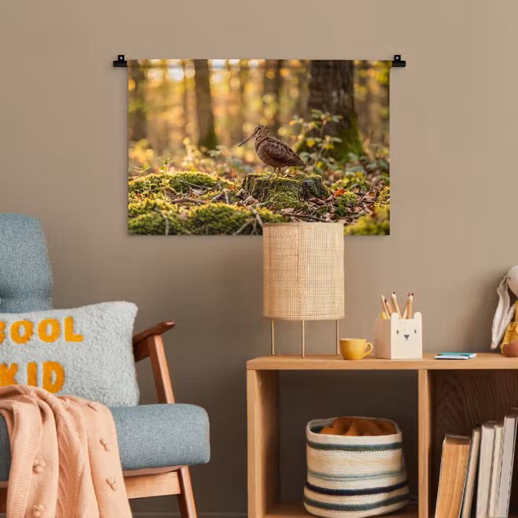 Houtsnip - Bos - Bladeren - Herfst - Gecamoufleerd Wandkleed katoen klein -wsfeer4_kind