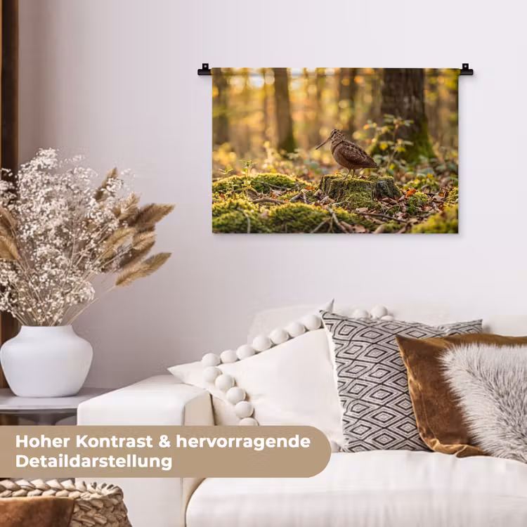 Houtsnip - Bos - Bladeren - Herfst - Gecamoufleerd Wandkleed katoen klein -tsfeer1_DE