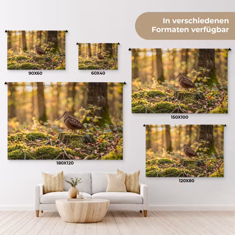 Houtsnip - Bos - Bladeren - Herfst - Gecamoufleerd Wandkleed katoen klein -tsfeer8_DE