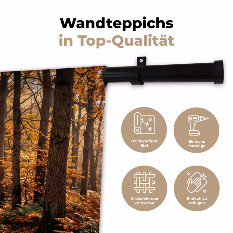 Bospad - Herfstbos - Bladeren - Oranje - Nostalgisch Wandkleed katoen klein -tsfeer2_DE