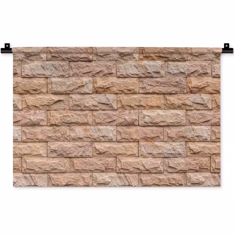 Muur - Steen - Ruw - Textuur - Beige Wandkleed katoen klein -zz3d