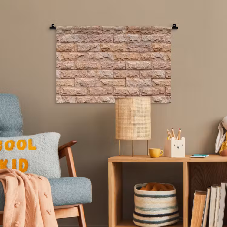 Muur - Steen - Ruw - Textuur - Beige Wandkleed katoen klein -wsfeer4_kind