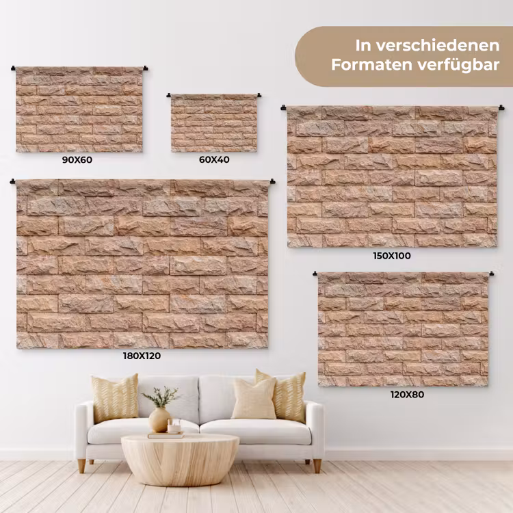 Muur - Steen - Ruw - Textuur - Beige Wandkleed katoen klein -tsfeer8_DE