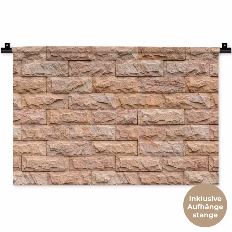 Muur - Steen - Ruw - Textuur - Beige Wandkleed katoen klein -t3d_DE