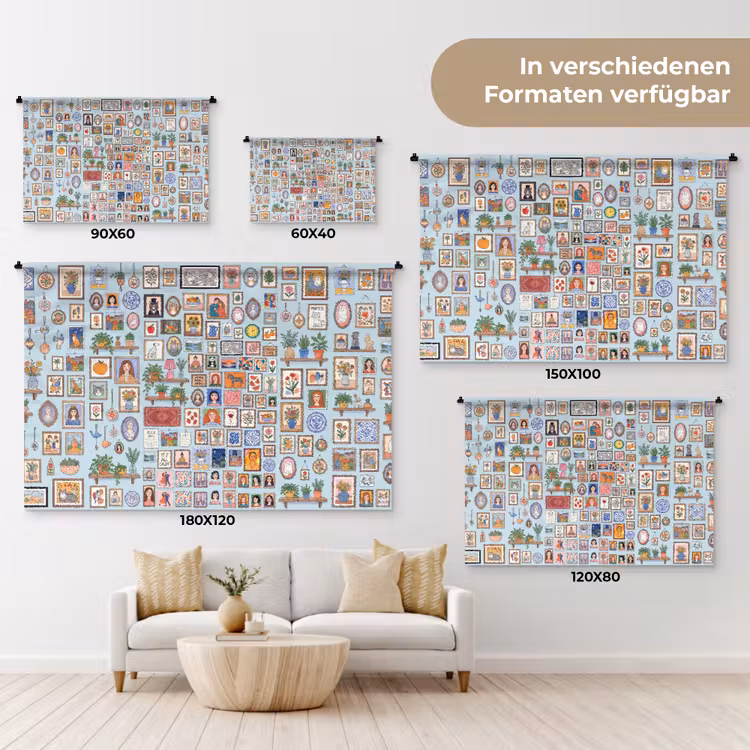 Wanddecoratie - Collectie - Huis - Illustratief - Kleurrijk Wandkleed katoen klein -tsfeer8_DE