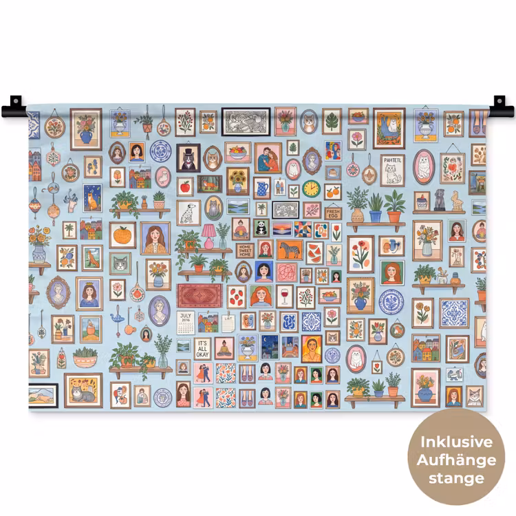 Wanddecoratie - Collectie - Huis - Illustratief - Kleurrijk Wandkleed katoen klein -t3d_DE