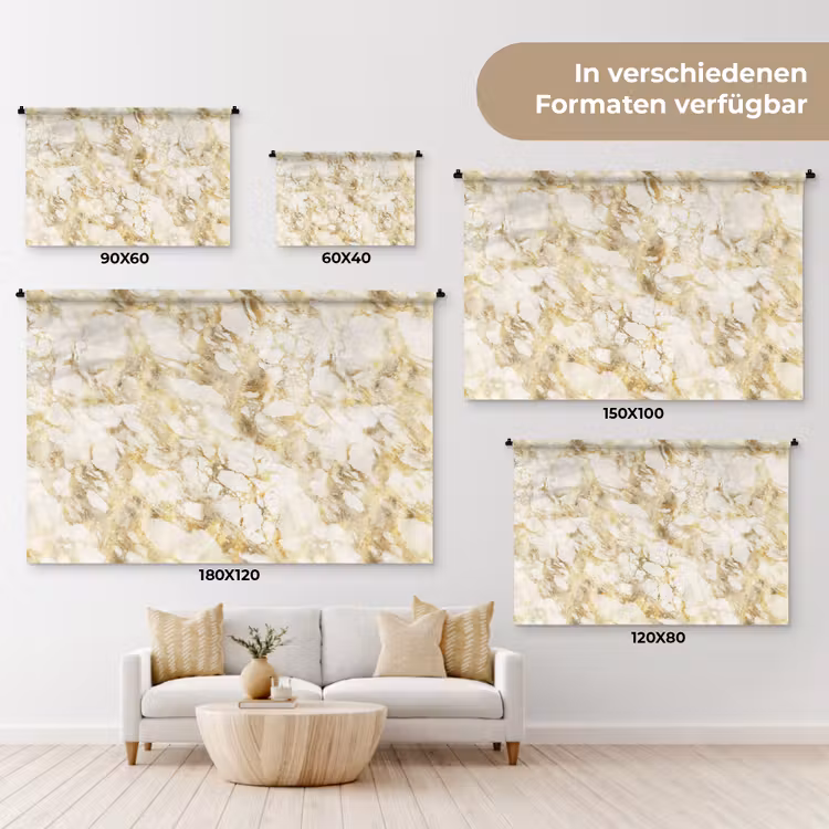 Warm - Gouden - Marmer - Patroon Wandkleed katoen klein 269 -tsfeer8_DE