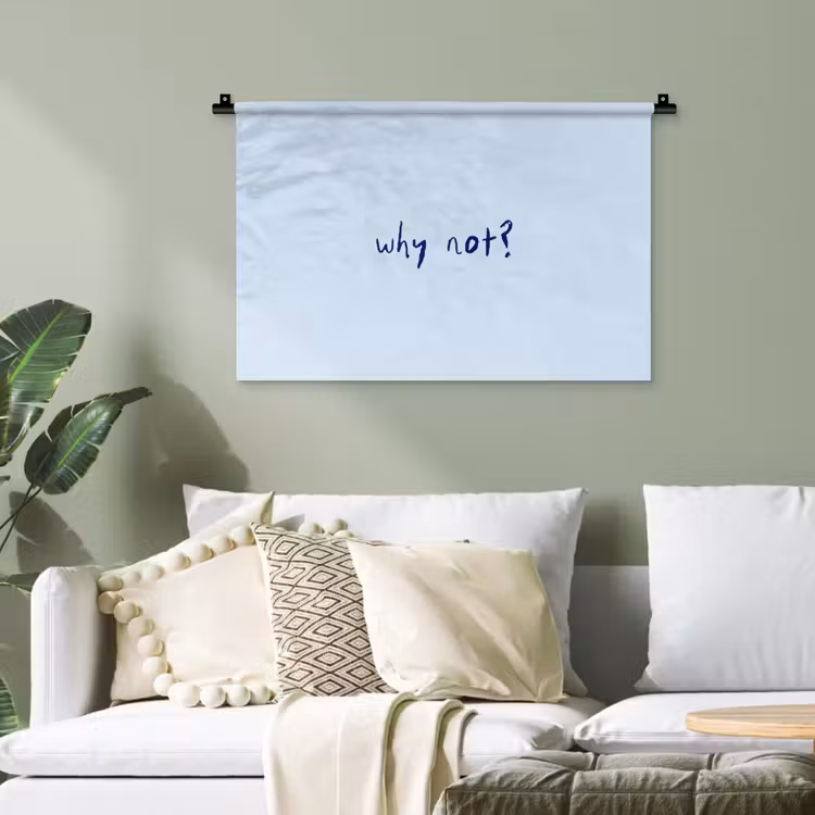 Why not - Blauw - Donker blauw - Quote Wandkleed katoen klein -sfeer7