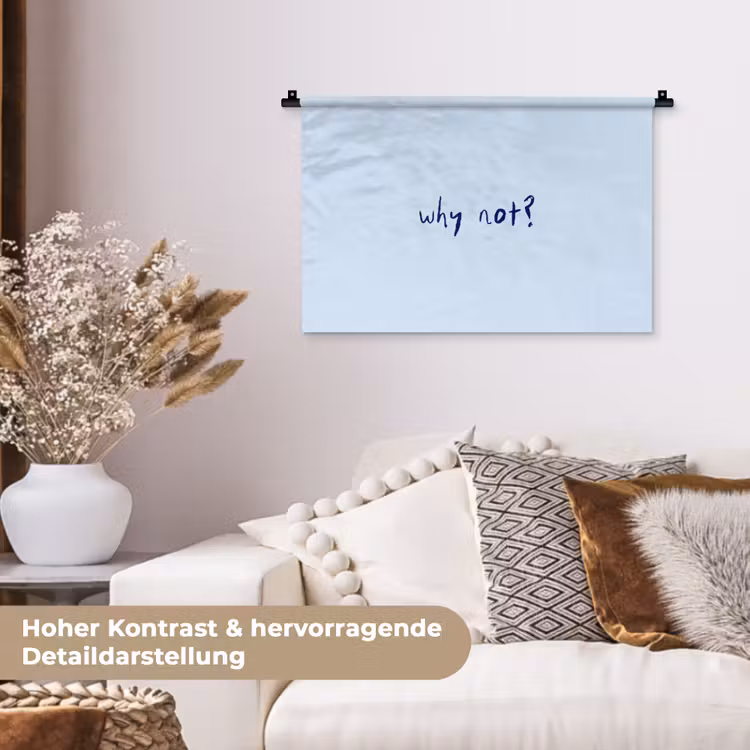 Why not - Blauw - Donker blauw - Quote Wandkleed katoen klein -tsfeer1_DE