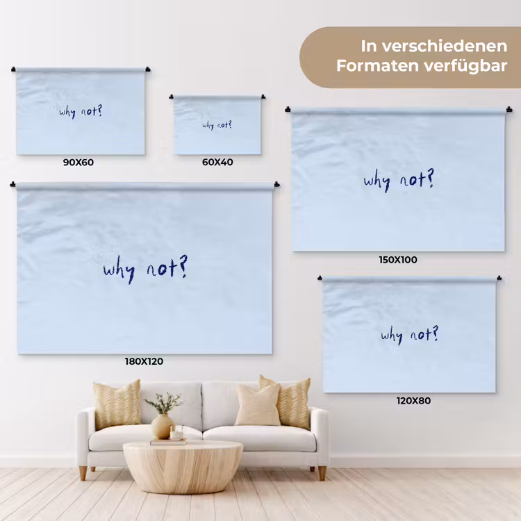 Why not - Blauw - Donker blauw - Quote Wandkleed katoen klein -tsfeer8_DE