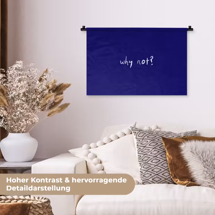 Why not - Blauw - Handgeschreven Wandkleed katoen klein -tsfeer1_DE