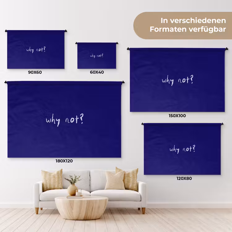 Why not - Blauw - Handgeschreven Wandkleed katoen klein -tsfeer8_DE