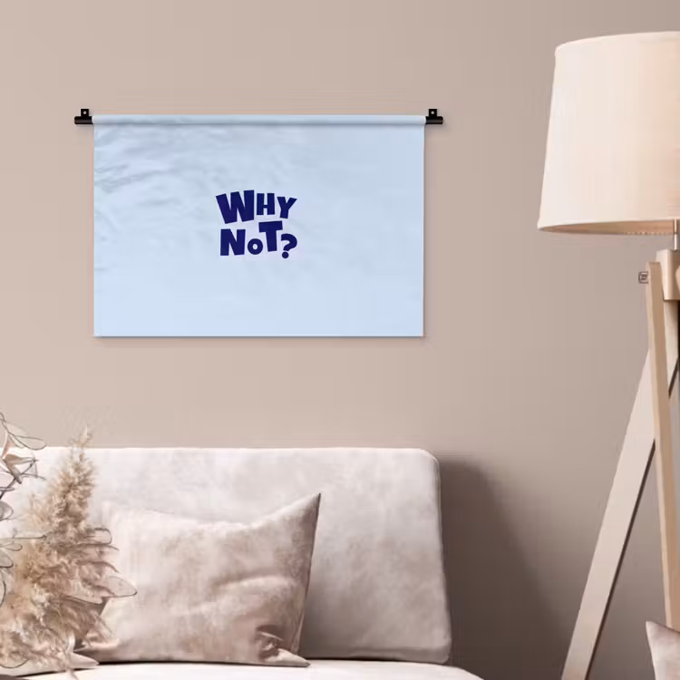 Why not - Blauw - Licht blauw - Quote Wandkleed katoen klein -sfeer4