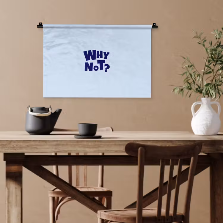 Why not - Blauw - Licht blauw - Quote Wandkleed katoen klein -sfeer6