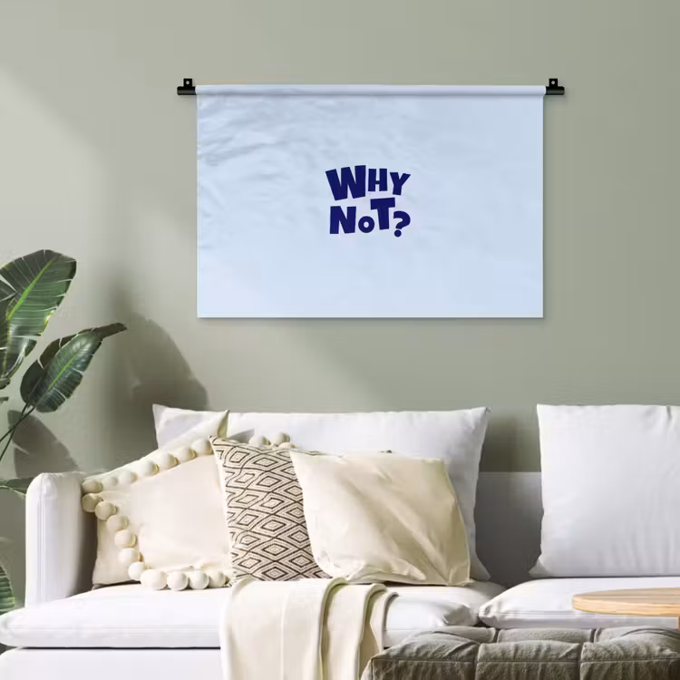 Why not - Blauw - Licht blauw - Quote Wandkleed katoen klein -sfeer7