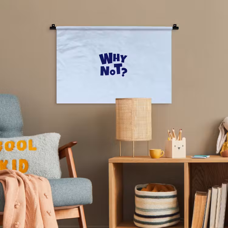 Why not - Blauw - Licht blauw - Quote Wandkleed katoen klein -wsfeer4_kind