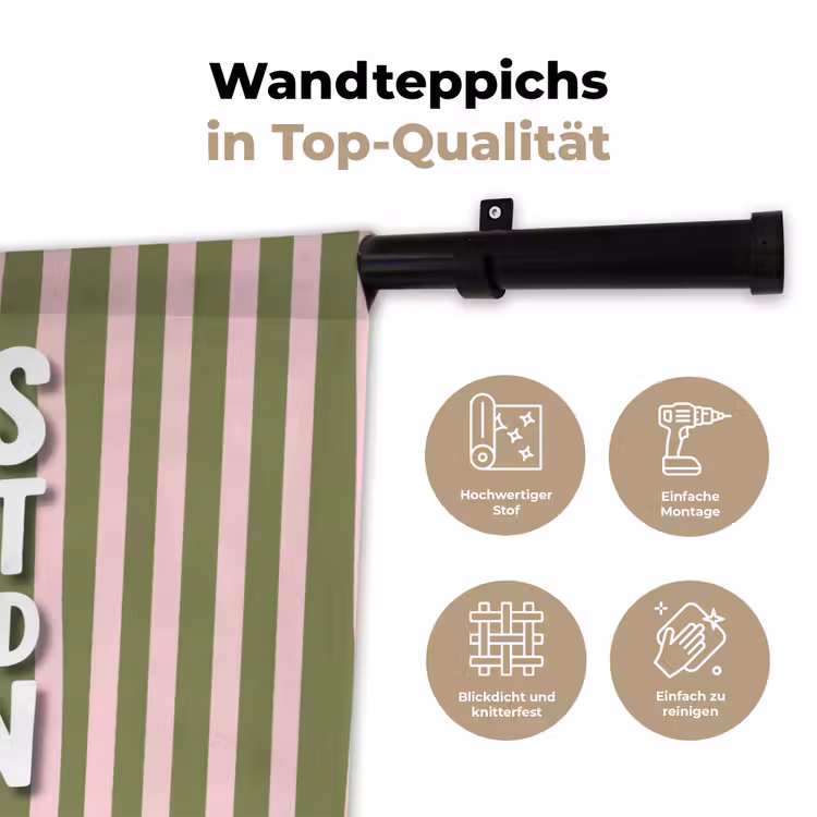What's the best that could happen - Strepen - Groen - Roze Wandkleed katoen klein -tsfeer2_DE
