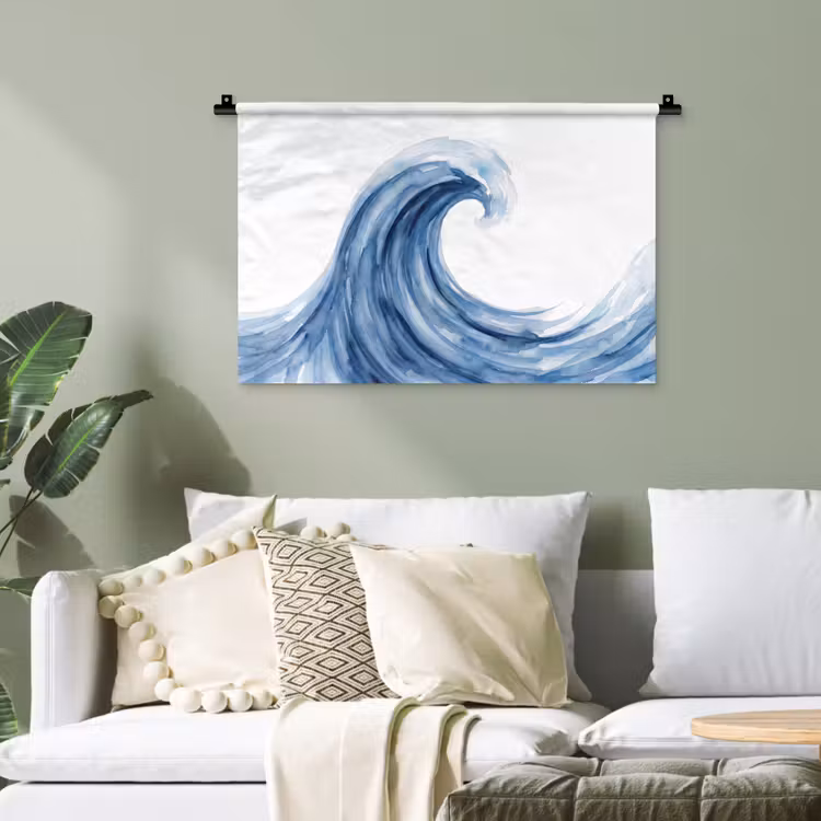 Water - Beweging - Natuur - Modern - Blauw Wandkleed katoen klein -sfeer7