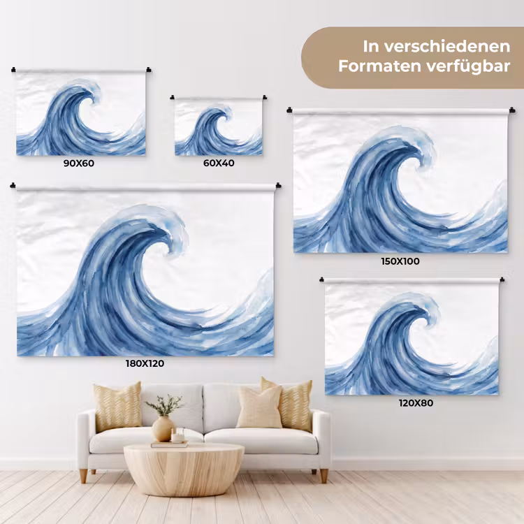 Water - Beweging - Natuur - Modern - Blauw Wandkleed katoen klein -tsfeer8_DE