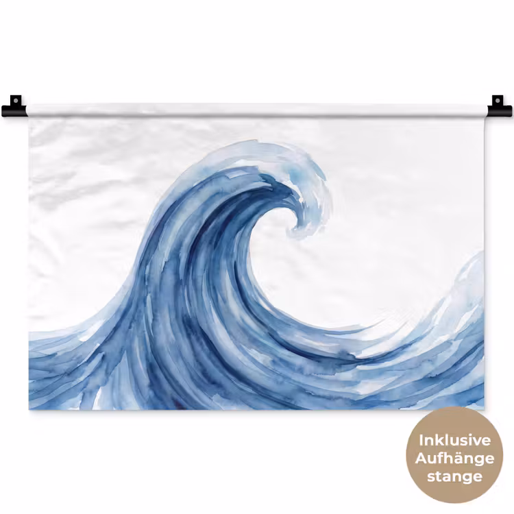 Water - Beweging - Natuur - Modern - Blauw Wandkleed katoen klein -t3d_DE