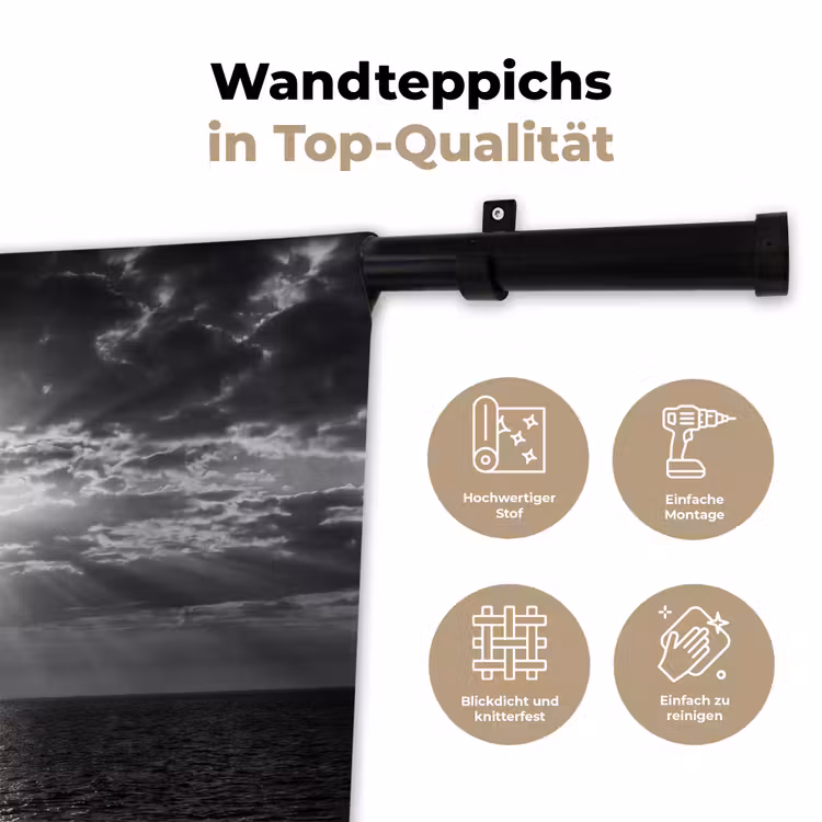 Water - Boot - Lucht - Natuur - Zwart-wit Wandkleed katoen klein -tsfeer2_DE