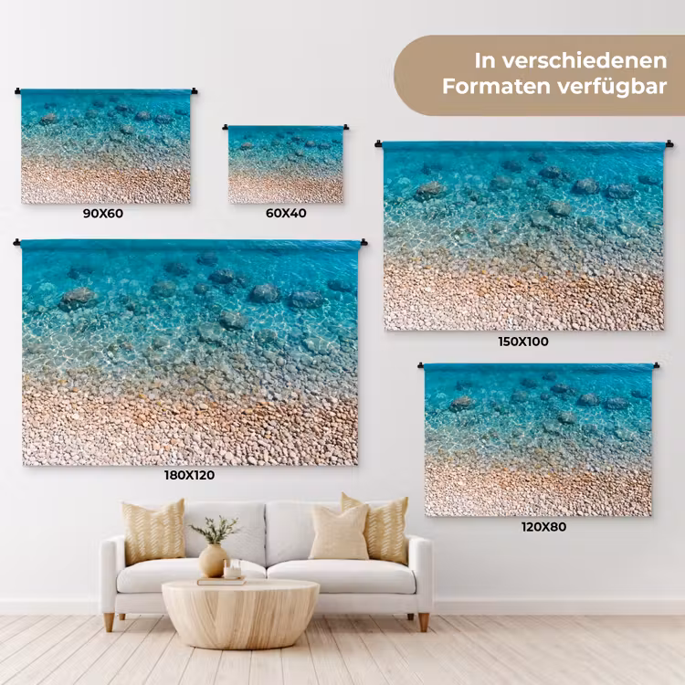 Water - Kiezels - Natuur - Levendig - Turkoois Wandkleed katoen klein -tsfeer8_DE