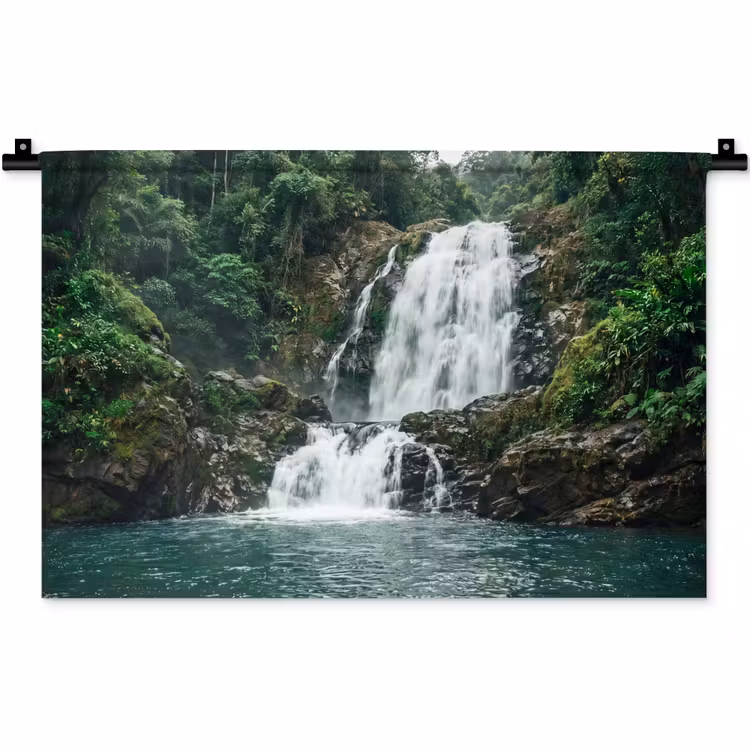 Waterval - Bos - Natuur - Groen Wandkleed katoen klein -zz3d