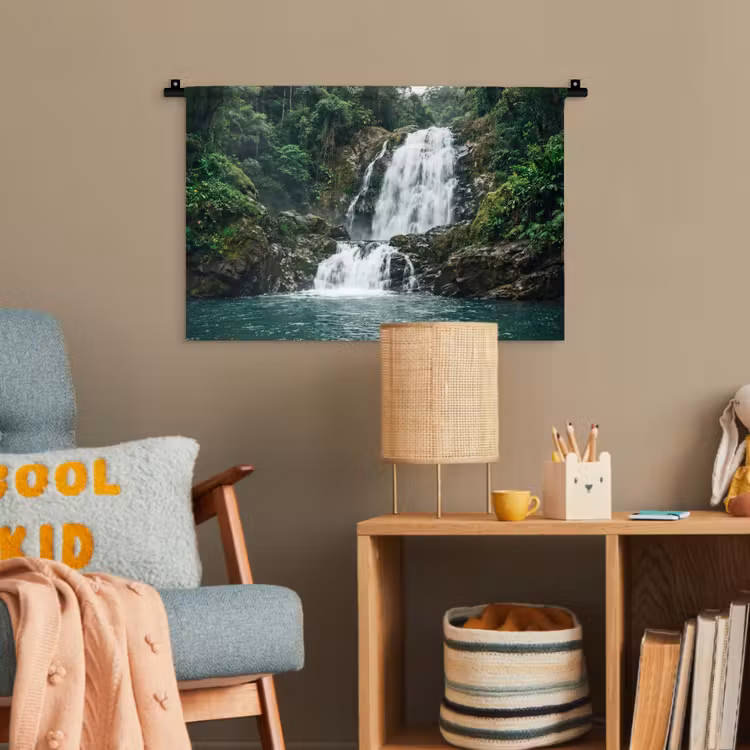 Waterval - Bos - Natuur - Groen Wandkleed katoen klein -wsfeer4_kind