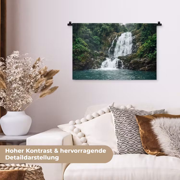 Waterval - Bos - Natuur - Groen Wandkleed katoen klein -tsfeer1_DE