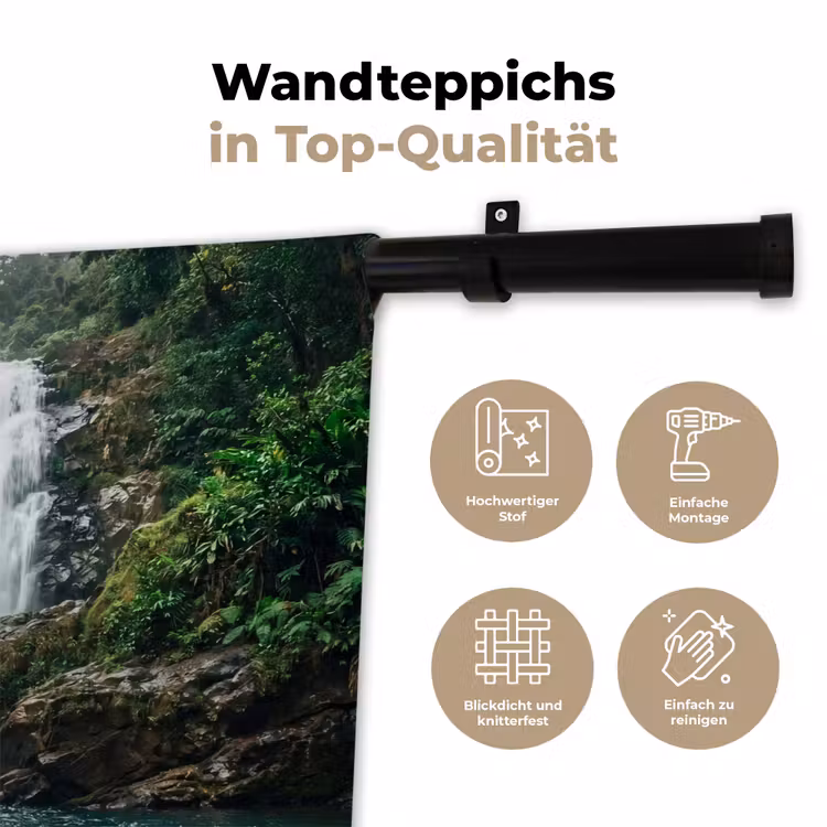 Waterval - Bos - Natuur - Groen Wandkleed katoen klein -tsfeer2_DE
