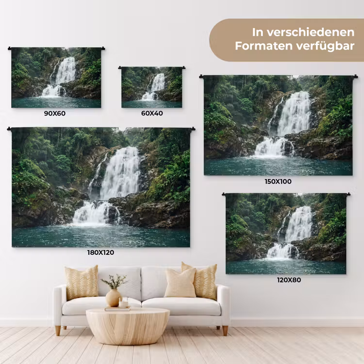 Waterval - Bos - Natuur - Groen Wandkleed katoen klein -tsfeer8_DE