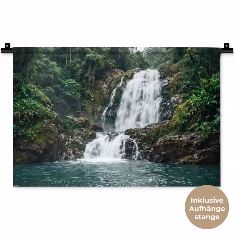 Waterval - Bos - Natuur - Groen Wandkleed katoen klein -t3d_DE